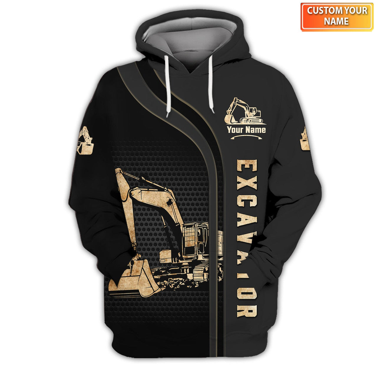 FUNSTUFFPRINT Excavator - Personalized Name 3D Hoodie and Zip Hoodie
