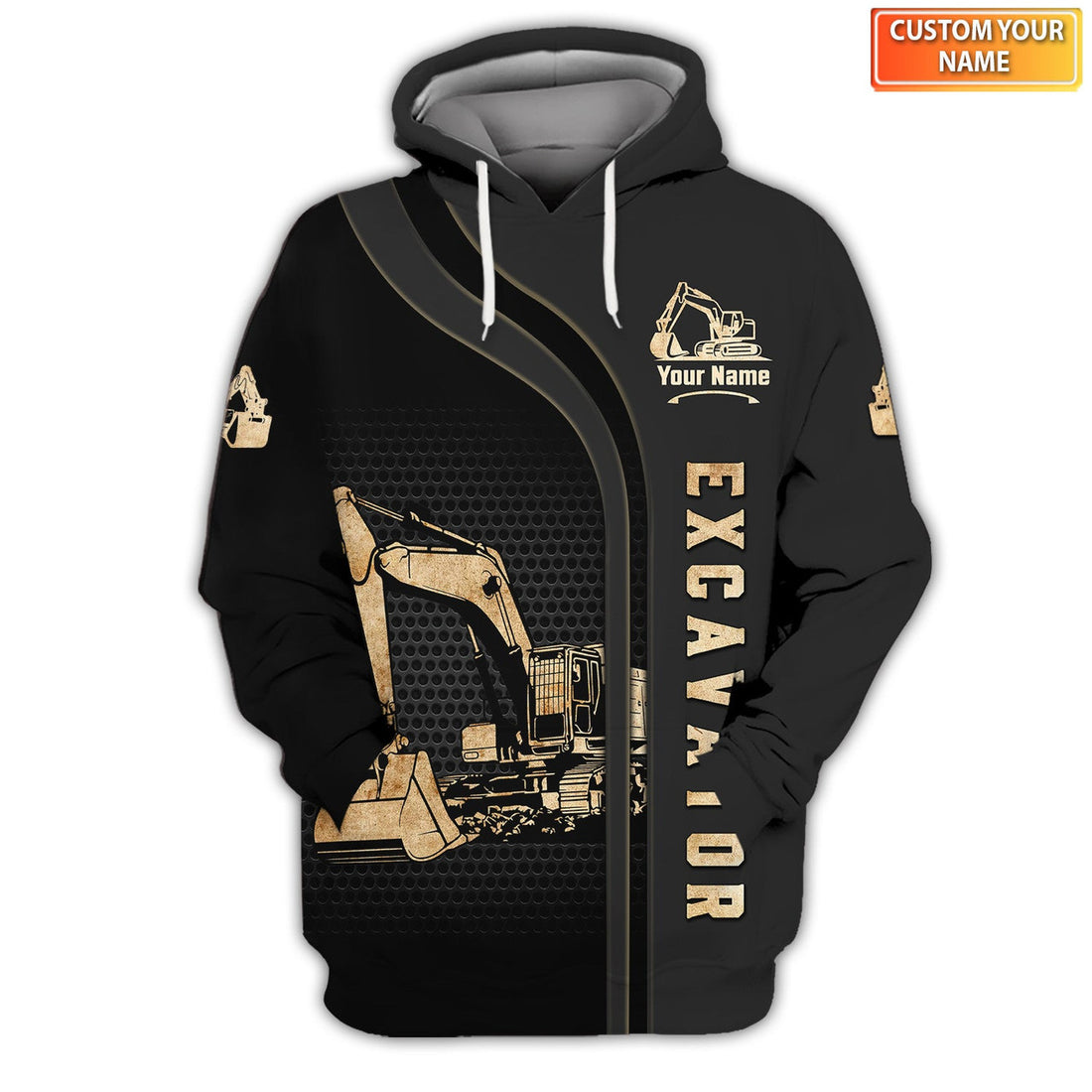 FUNSTUFFPRINT Excavator - Personalized Name 3D Hoodie and Zip Hoodie