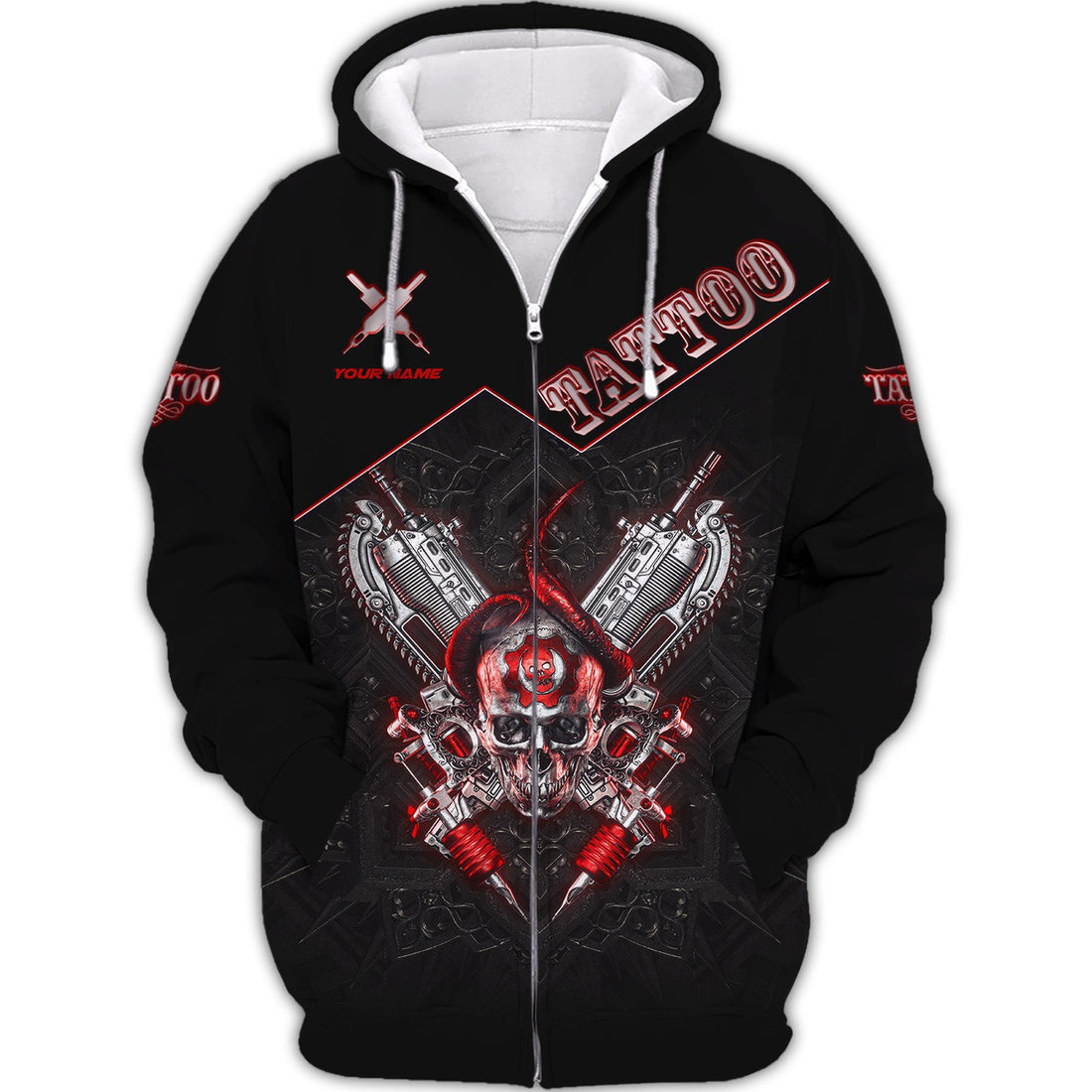 FUNSTUFFPRINT Custom Tattoo Skull Tattoo Lover 3D Hoodie and Zip Hoodie