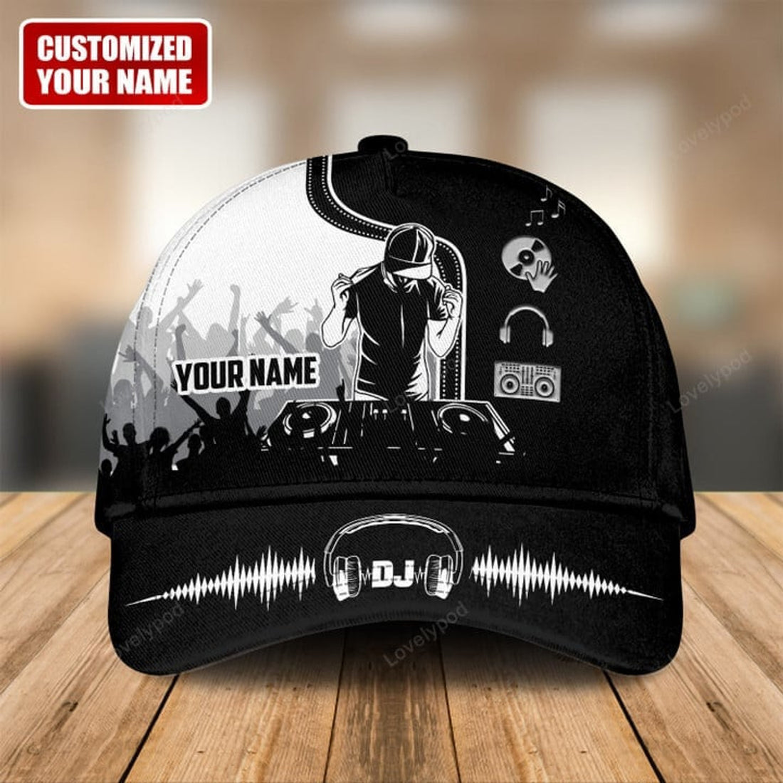 FUNSTUFFPRINT Personalized Name Disc Jockey Q5 Classic Cap, Dj hat for men, Gift for Dj player