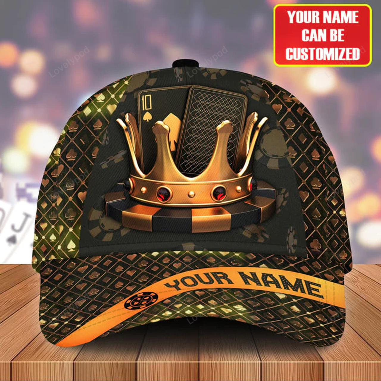 FUNSTUFFPRINT Personalized Name Poker Q13 Classic Cap, Gift for Poker lover