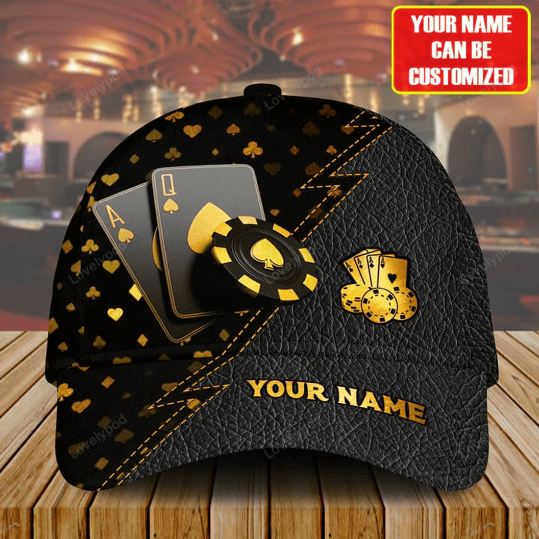 FUNSTUFFPRINT Personalized Name Poker Q9 Classic Cap, Poker hat for men, Gift for Poker player