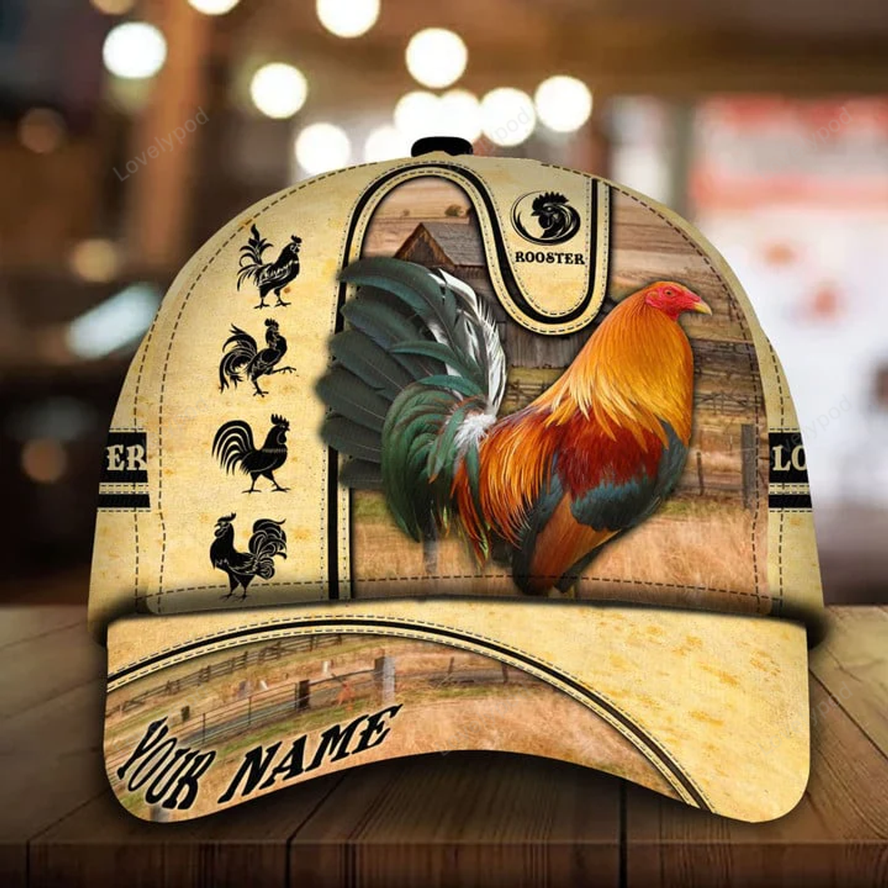 FUNSTUFFPRINT The Coolest Love Rooster Cap, Rooster Hats For Rooster Lovers Personalized Cap