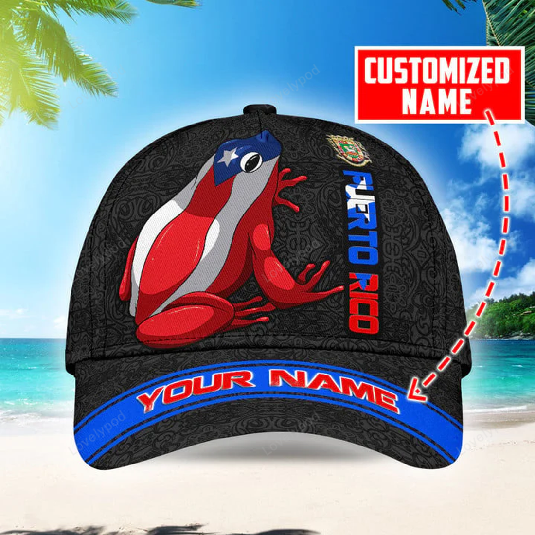 FUNSTUFFPRINT Personalized Puerto Rico Coqui Frog All Printed Classic Cap