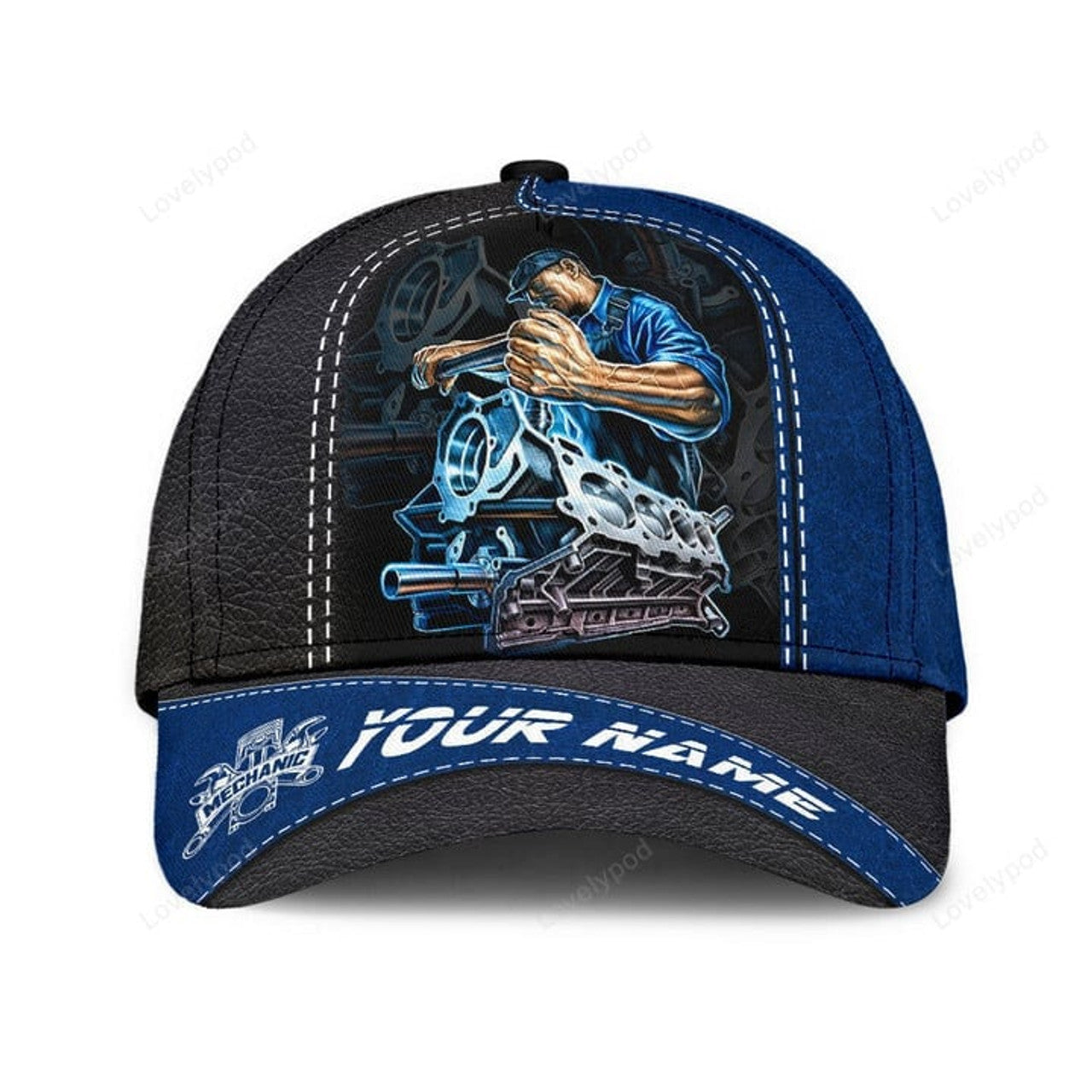 FUNSTUFFPRINT Personalized Name Mechanic 3D Classic Cap, Gift for Mechanic
