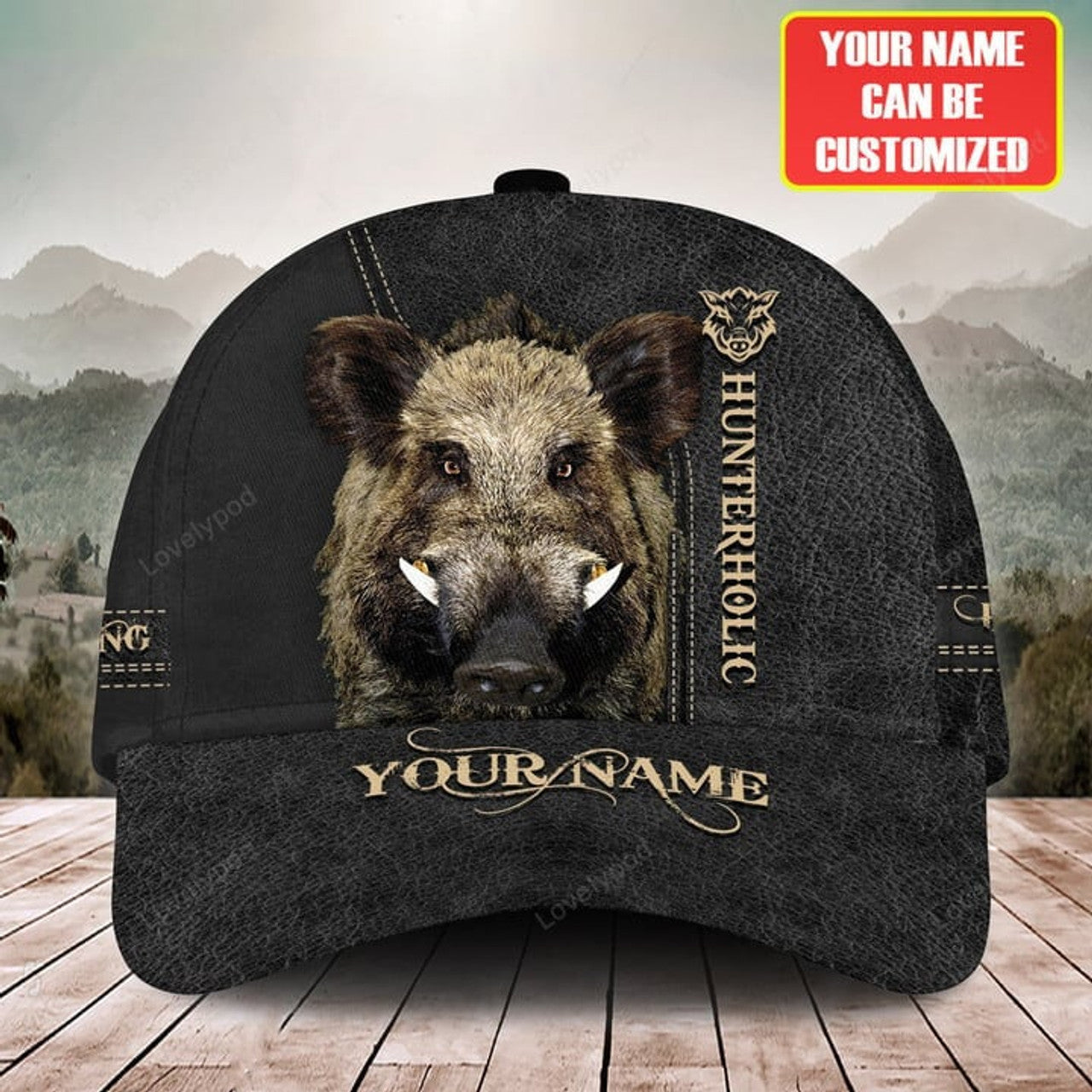 FUNSTUFFPRINT Personalized Name Boar Hunterholic Classic Cap, Gift for Hunting lover