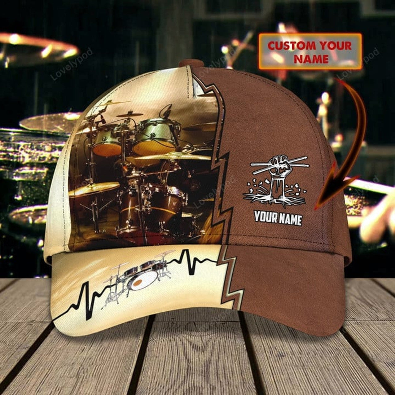 FUNSTUFFPRINT Personalized Name Drum Classic Cap, Drum hat for men and women