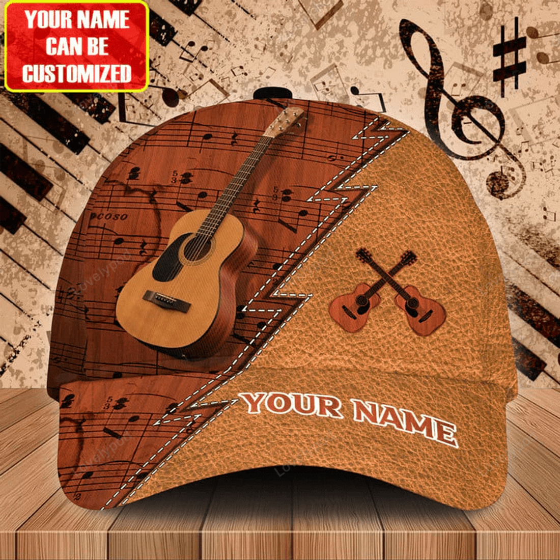 FUNSTUFFPRINT Custom Name Guitar Classic Cap, Guitar hat for men and women, Gift for Guitar lover