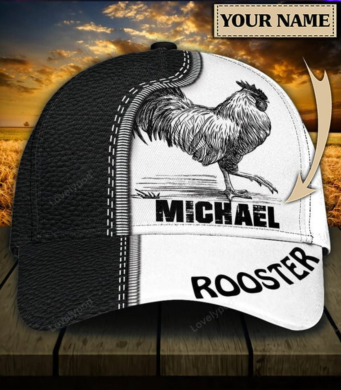 FUNSTUFFPRINT Personalized Chicken Classic Cap, Personalized Gift for Farmers, Cow Lovers, Chicken Lovers