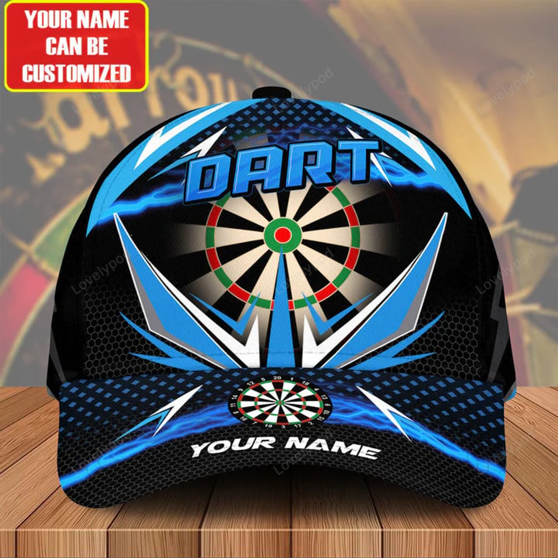 FUNSTUFFPRINT Personalized Name Darts Classic Cap for Men, Darts cap hat, Gift for Darts player