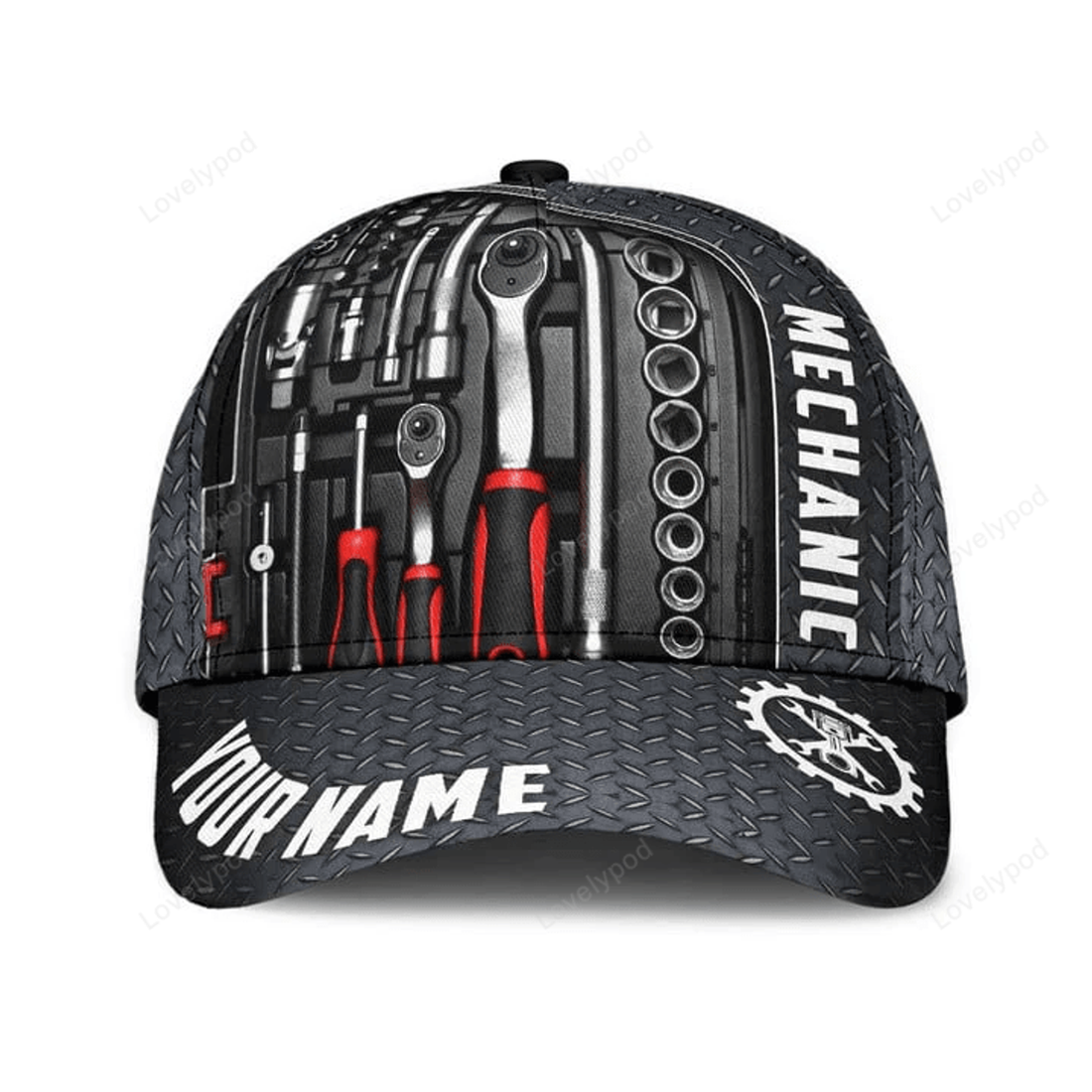 FUNSTUFFPRINT Customized Name Mechanic 3D Classic Cap, Gift for Mechanic