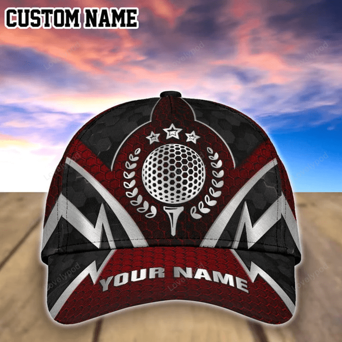 FUNSTUFFPRINT Personalized name Golf Classic Cap, Golf player cap hat for men and women