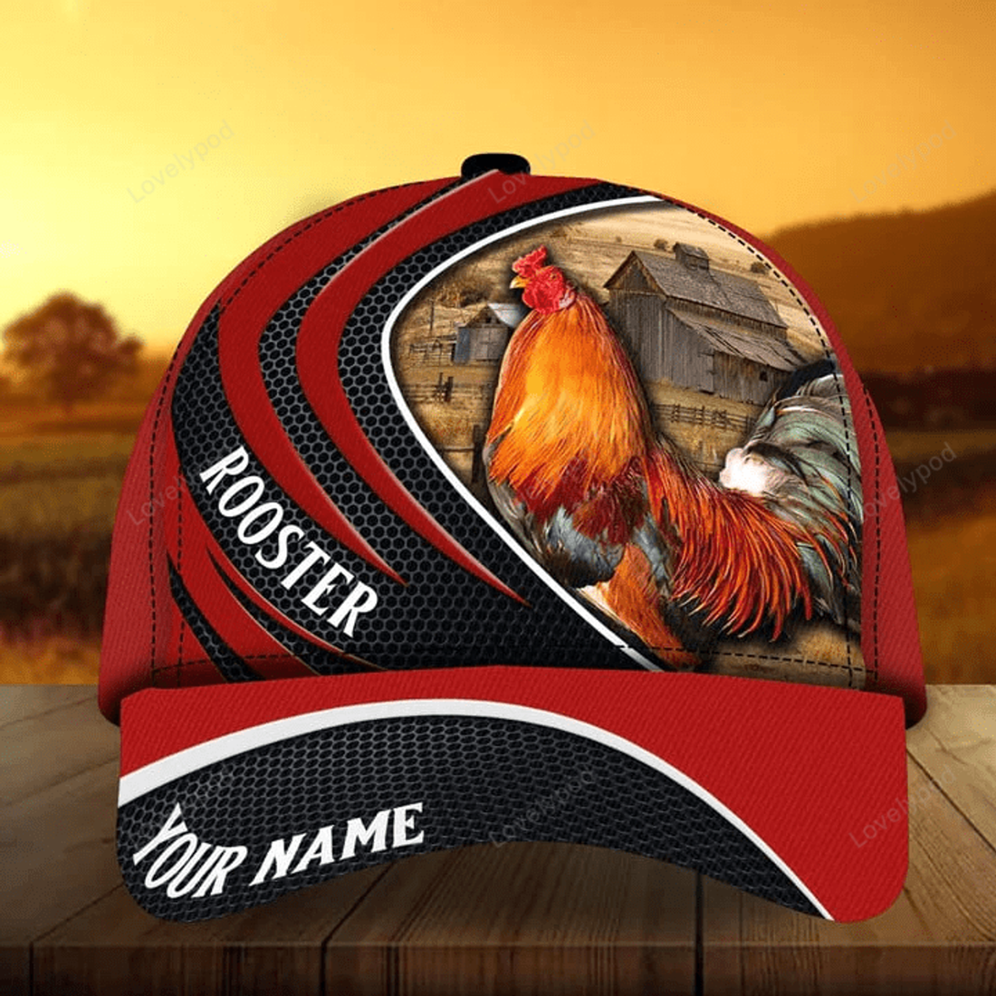 FUNSTUFFPRINT Custom The Coolest Rooster Cap, Personalizedname Rooster Hats For Rooster Lovers Multicolor