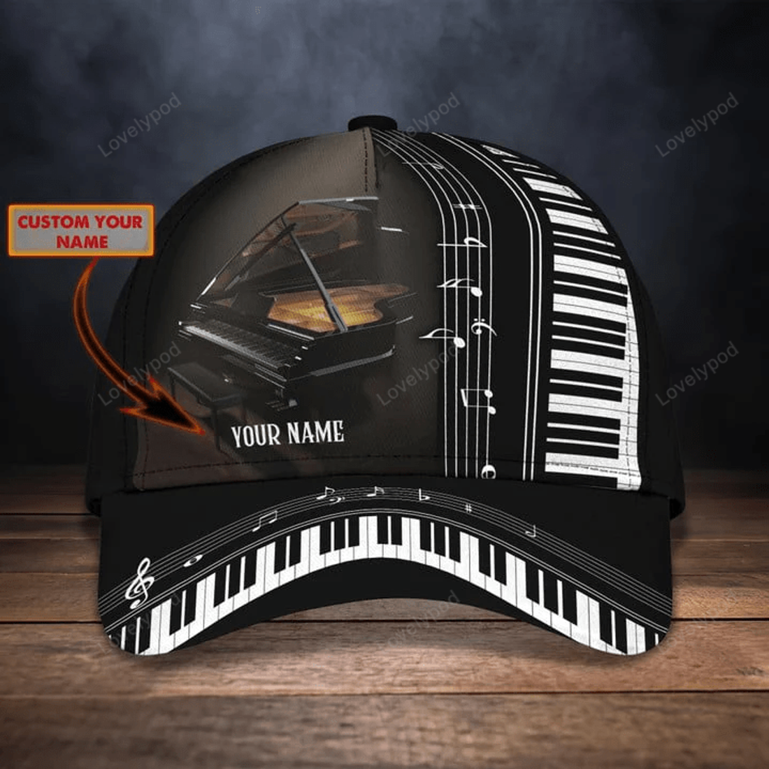 FUNSTUFFPRINT Personalized name Piano Classic Cap for men and women, Gift for piano lover