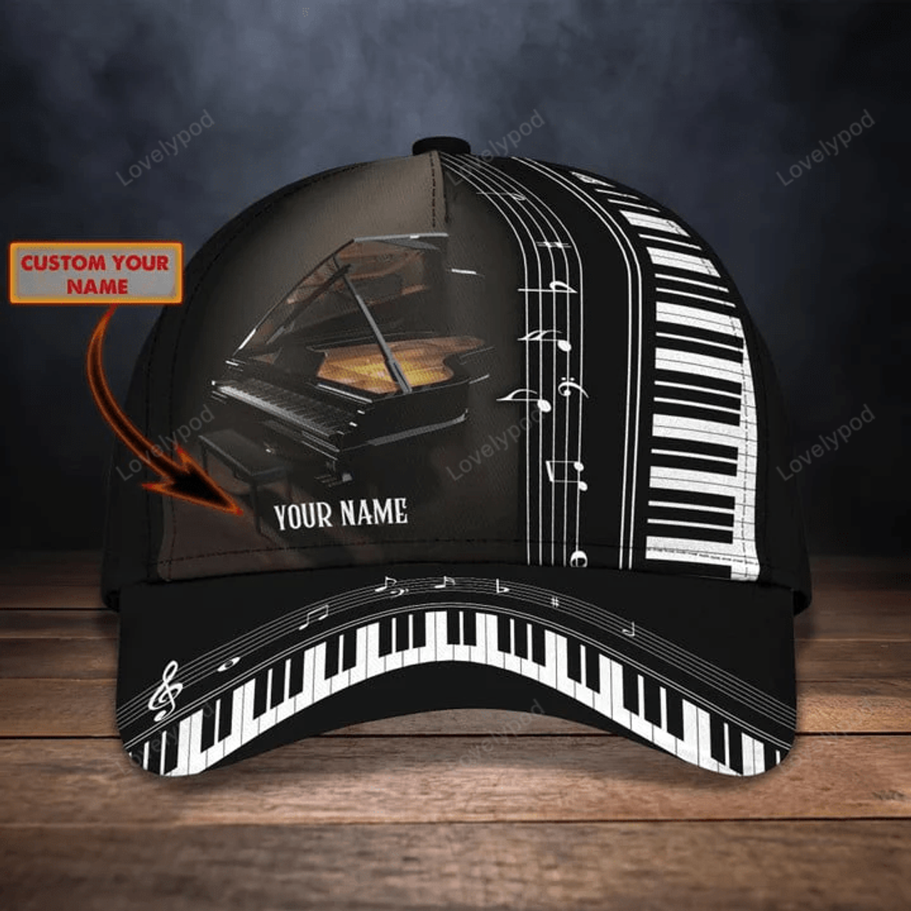 FUNSTUFFPRINT Personalized name Piano Classic Cap for men and women, Gift for piano lover