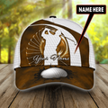 FUNSTUFFPRINT Personalized Golf Brown Color Golf Classic Cap, Golf player cap hat for men and women