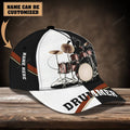 FUNSTUFFPRINT Personalized Name Drum 11 Black and white Classic Cap, Drum hat for men and women