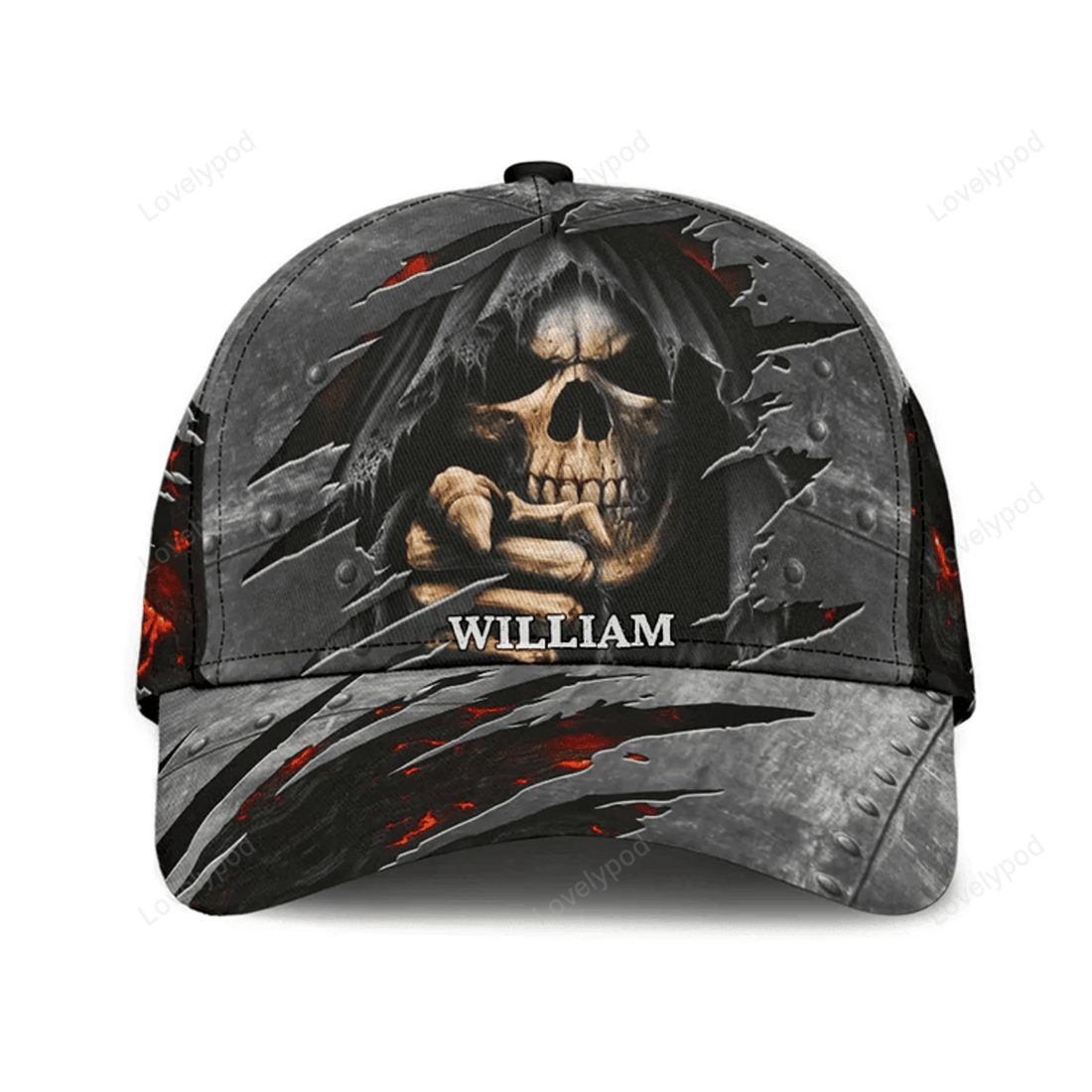 FUNSTUFFPRINT Personalized Skull American Classic Cap, Skull baseball cap hat for men and women