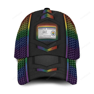 FUNSTUFFPRINT Customized With Name Printing Baseball Cap Hat Gay Lifetime Membership, Gay Lesbian Cap