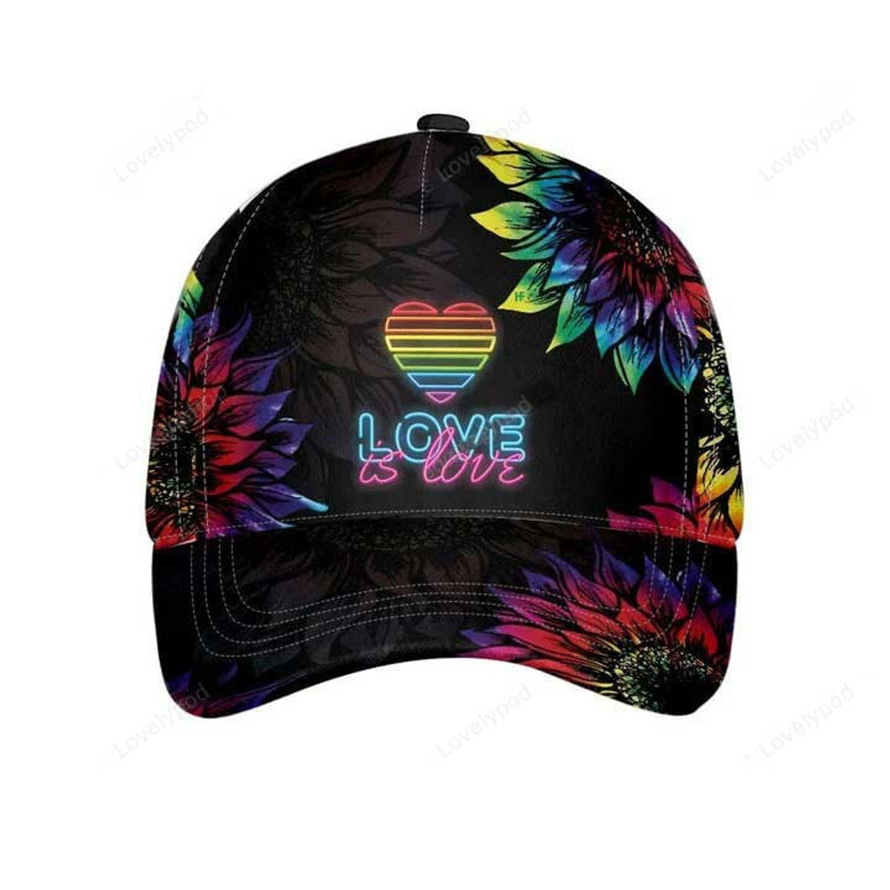 FUNSTUFFPRINT LGBT Pride Love Is Love Classic Cap, Gay Pride Baseball 3D Printed Cap, Pride Accessories