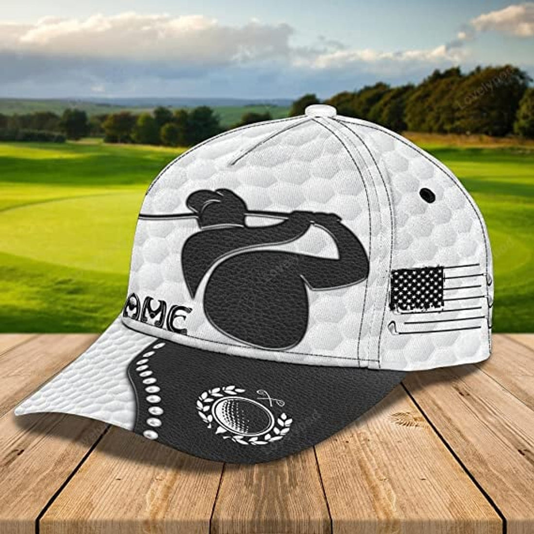 FUNSTUFFPRINT Sporty Golfing Custom Name Hat With Golf Ball and Wedge, Mens Women's 3D classic cap