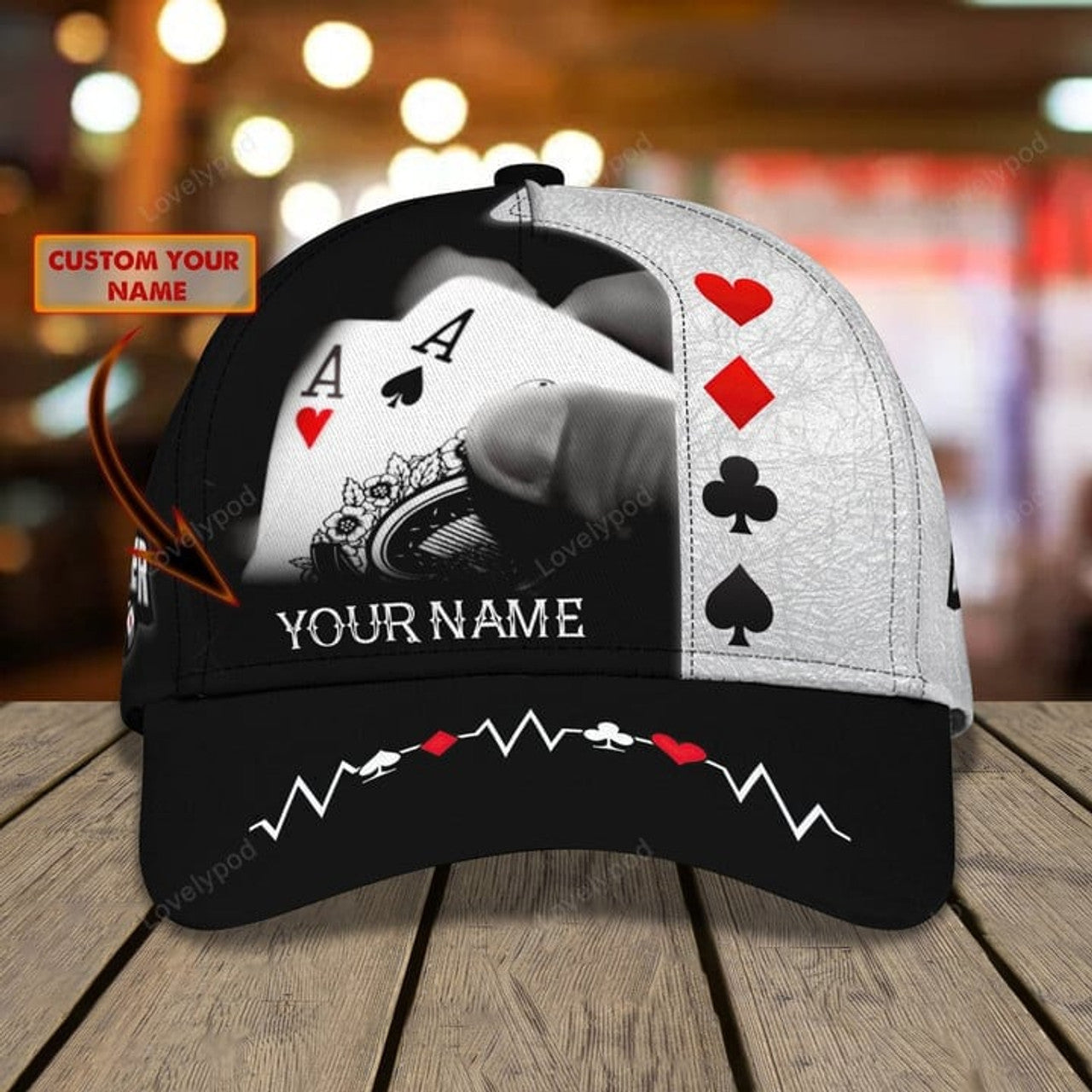 FUNSTUFFPRINT Personalized name Poker Classic Cap for men and women, Poker hat, Gift for Poker