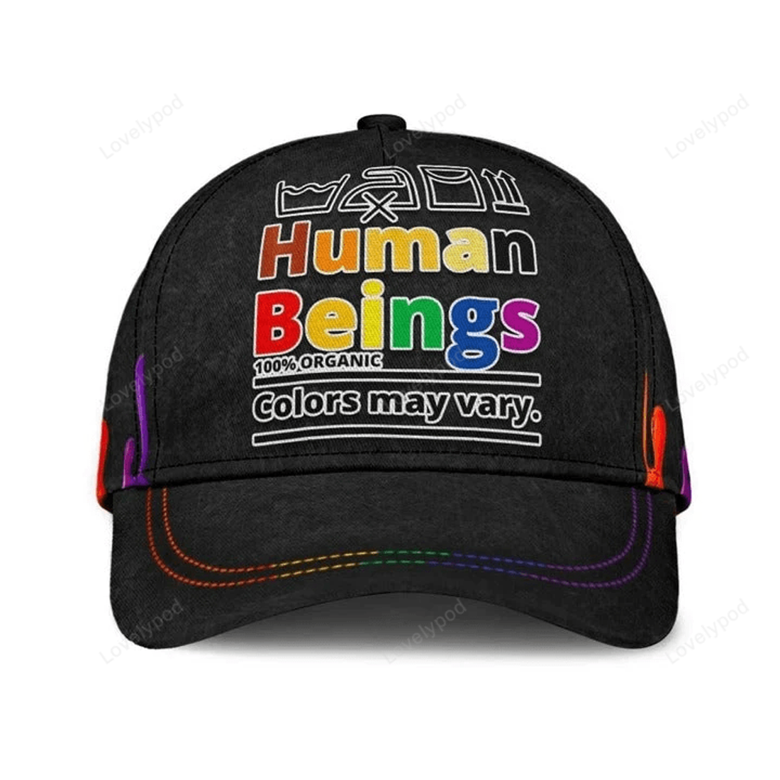 FUNSTUFFPRINT Gay Pride Baseball Cap, Human Beings Colors May Vary Lgbt Printing Baseball Cap Hat