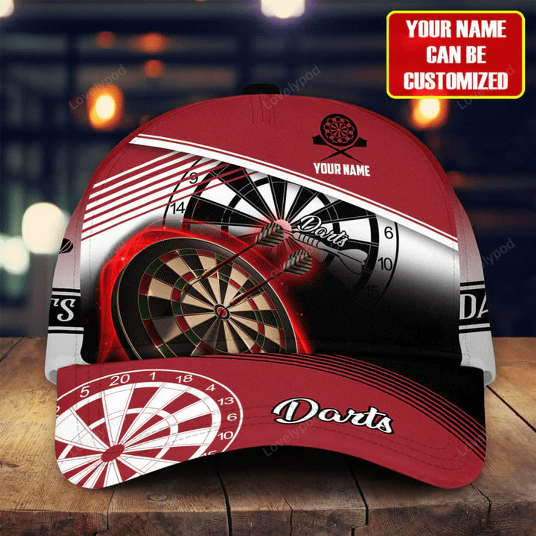 FUNSTUFFPRINT Personaziled Name Darts Classic Cap, Darts hat for men, Gift for Darts player