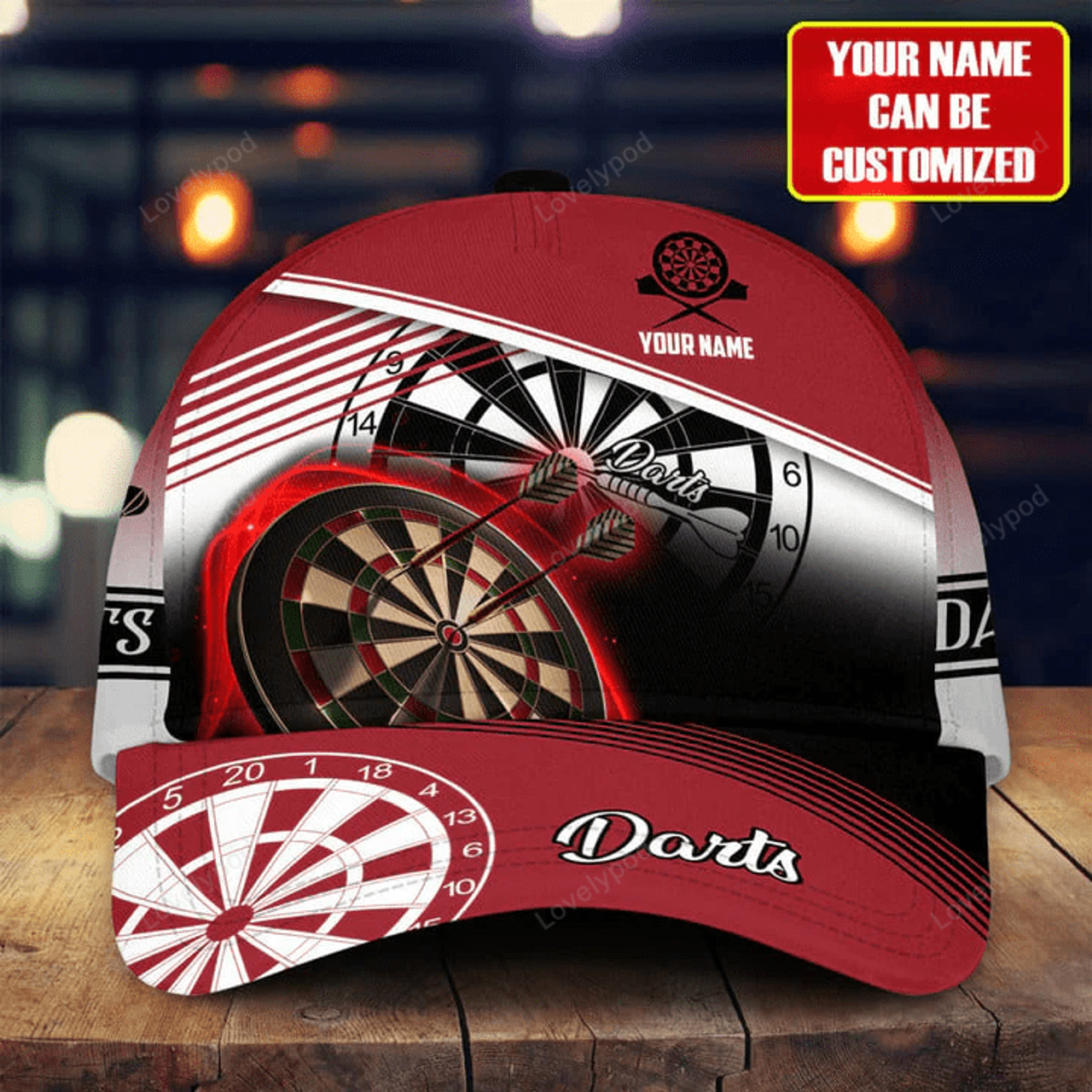 FUNSTUFFPRINT Personaziled Name Darts Classic Cap, Darts hat for men, Gift for Darts player
