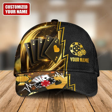 FUNSTUFFPRINT Personalized Name Pocker Classic Cap, Pocker hat cap for men, Gift for Pocker player