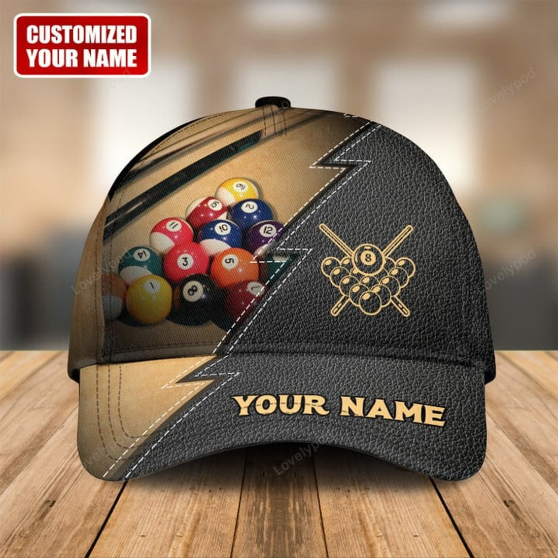 FUNSTUFFPRINT Personalized Name Billiard Classic Cap, Billiard hat for men, Gift for billiard player