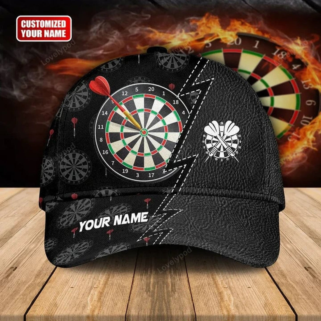 FUNSTUFFPRINT Personalized Name Darts Classic Cap for Men, Darts cap hat, Gift for Darts player