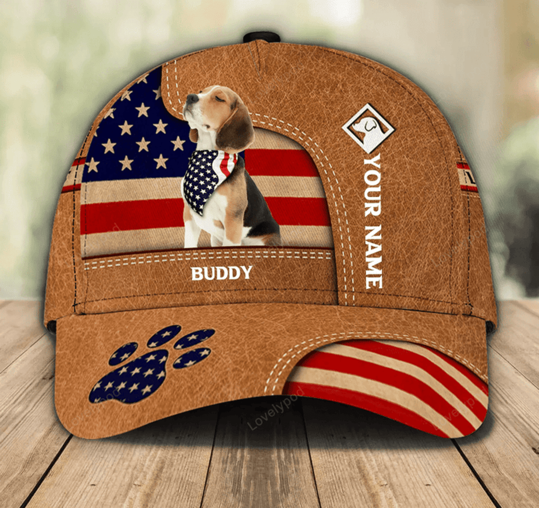 FUNSTUFFPRINT Gift for Father Lovely Dogs With USA Flag Classic Cap, Personalized Gift for Dog Lovers, Dog Dad, Dog Mom