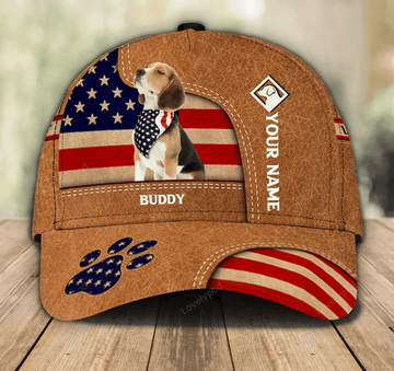 FUNSTUFFPRINT Gift for Father Lovely Dogs With USA Flag Classic Cap, Personalized Gift for Dog Lovers, Dog Dad, Dog Mom