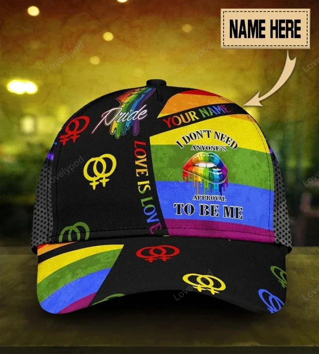 FUNSTUFFPRIT Personalized Pride Baseball Cap, Anyone's Approval To Be Me LGBT All Over Printing 3D Cap Hat, Pride Accessories