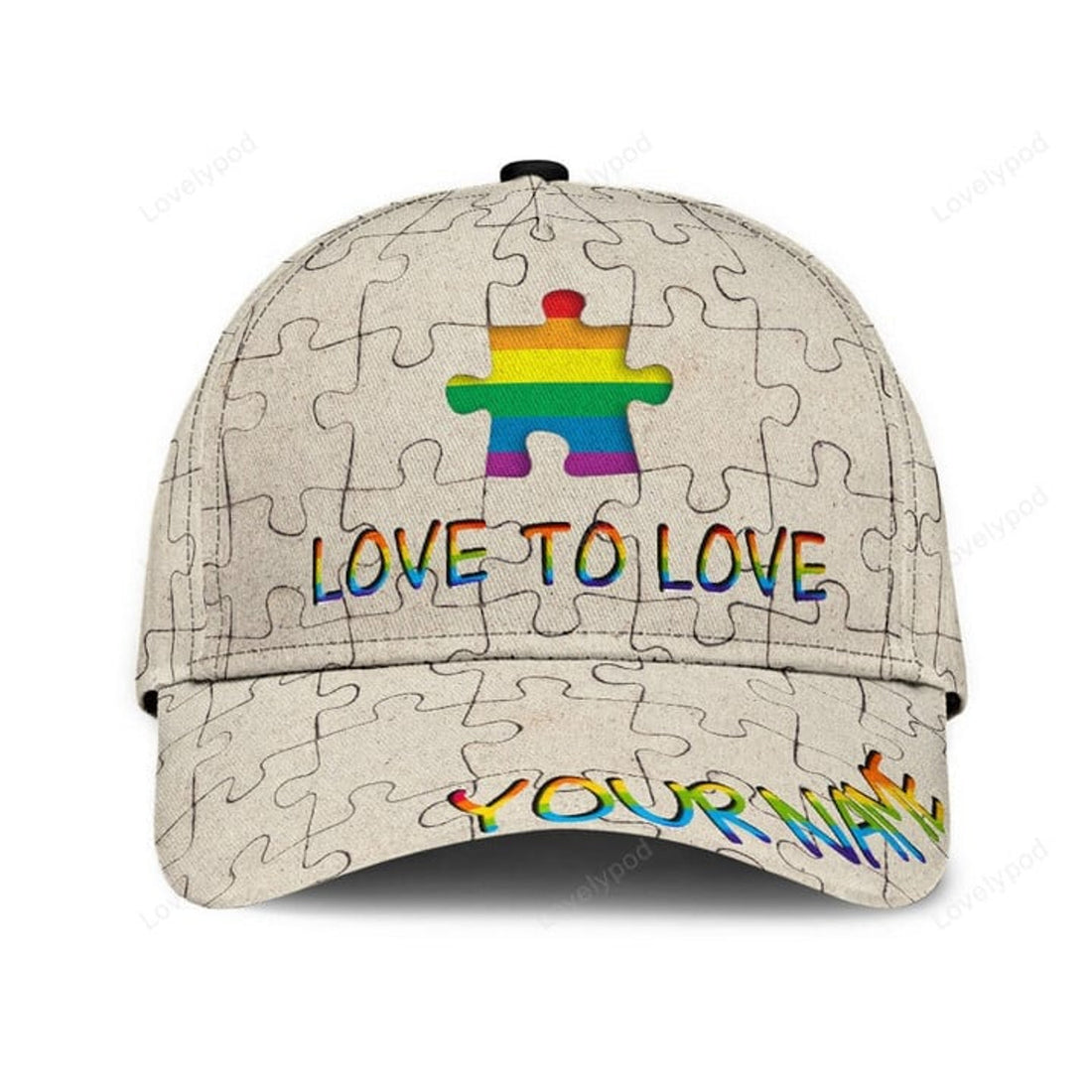FUNSTUFFPRINT Personalized name Lgbt Pride Love Is Love Lgbtq Unisex Cap