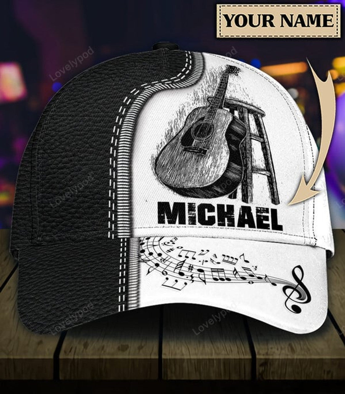 FUNSTUFFPRIT Personalized Guitar Classic Cap, Gift for Music Lovers, Guitar Lovers, Guitar Hat Cap For Men And Women