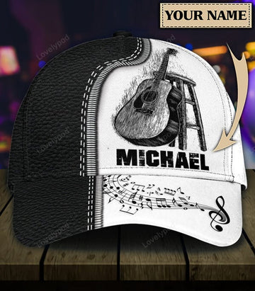 FUNSTUFFPRIT Personalized Guitar Classic Cap, Gift for Music Lovers, Guitar Lovers, Guitar Hat Cap For Men And Women