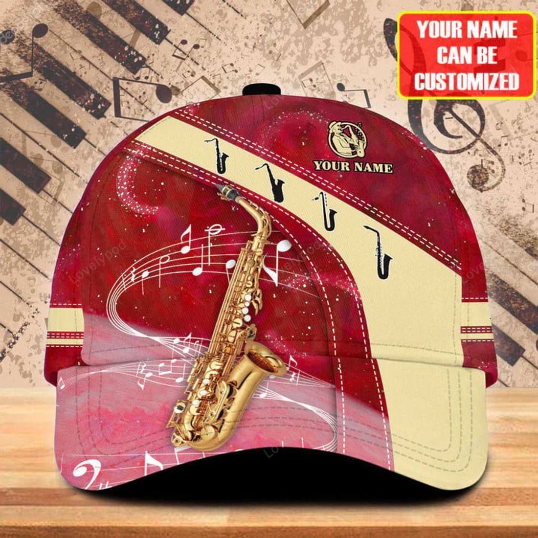FUNSTUFFPRINT Personalized Name Saxophone multi color Classic Cap for Men, Bowling cap hat, Gift for Bowling player