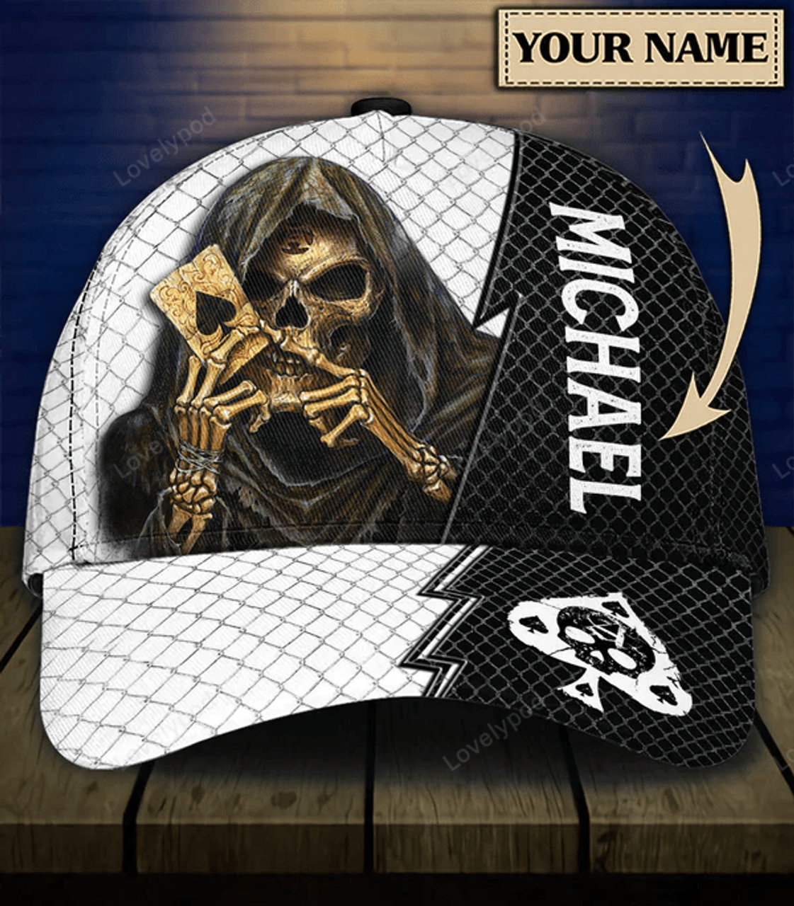 FUNSTUFFPRIT Personalized Skull Classic Cap, Gift for Skull Lovers
