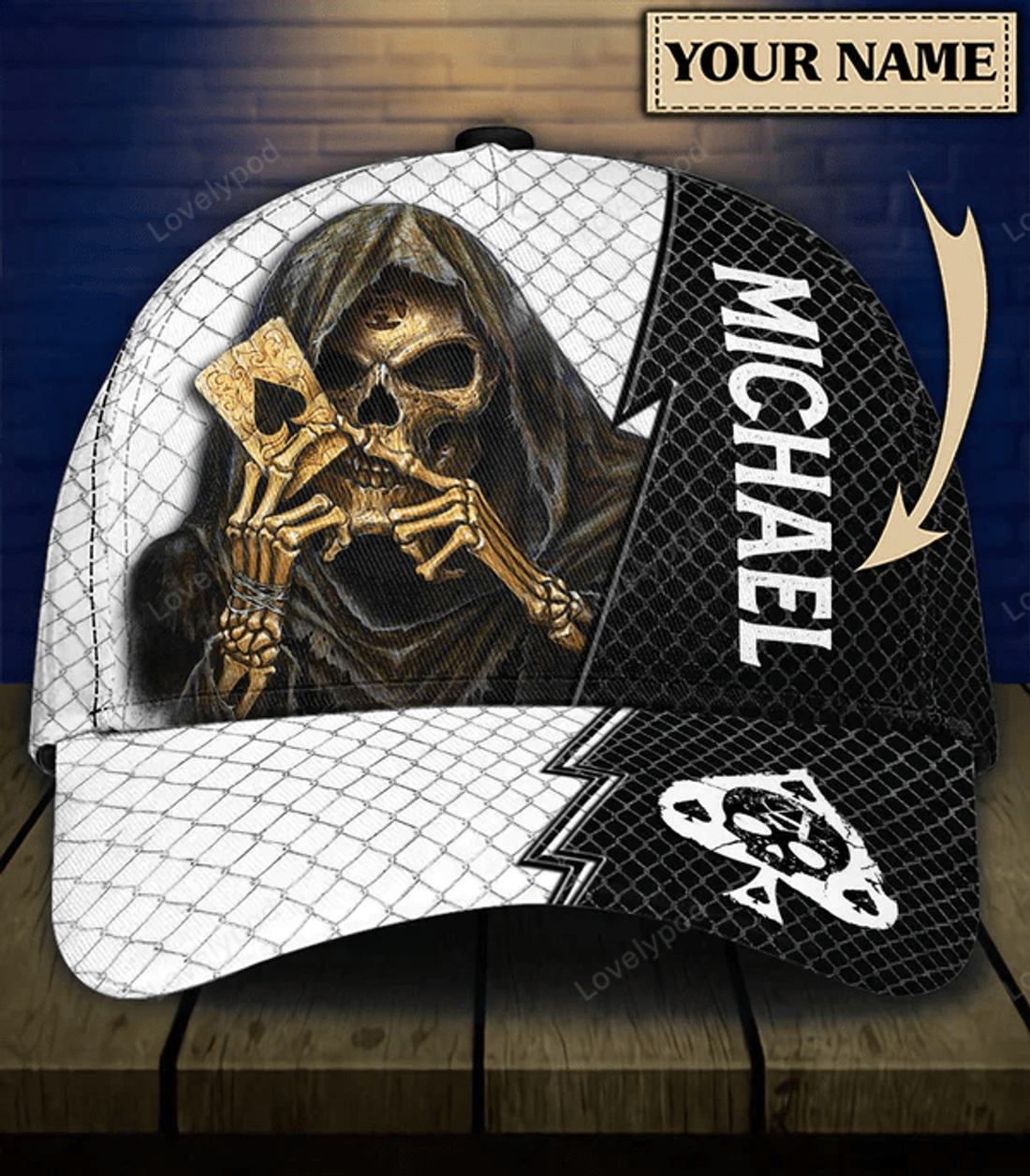 FUNSTUFFPRIT Personalized Skull Classic Cap, Gift for Skull Lovers