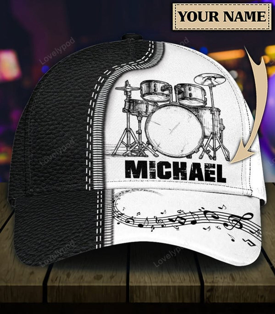 FUNSTUFFPRIT Personalized Drum Classic Cap, Personalized Gift for Music Lovers, Drum Lovers baseball cap hat