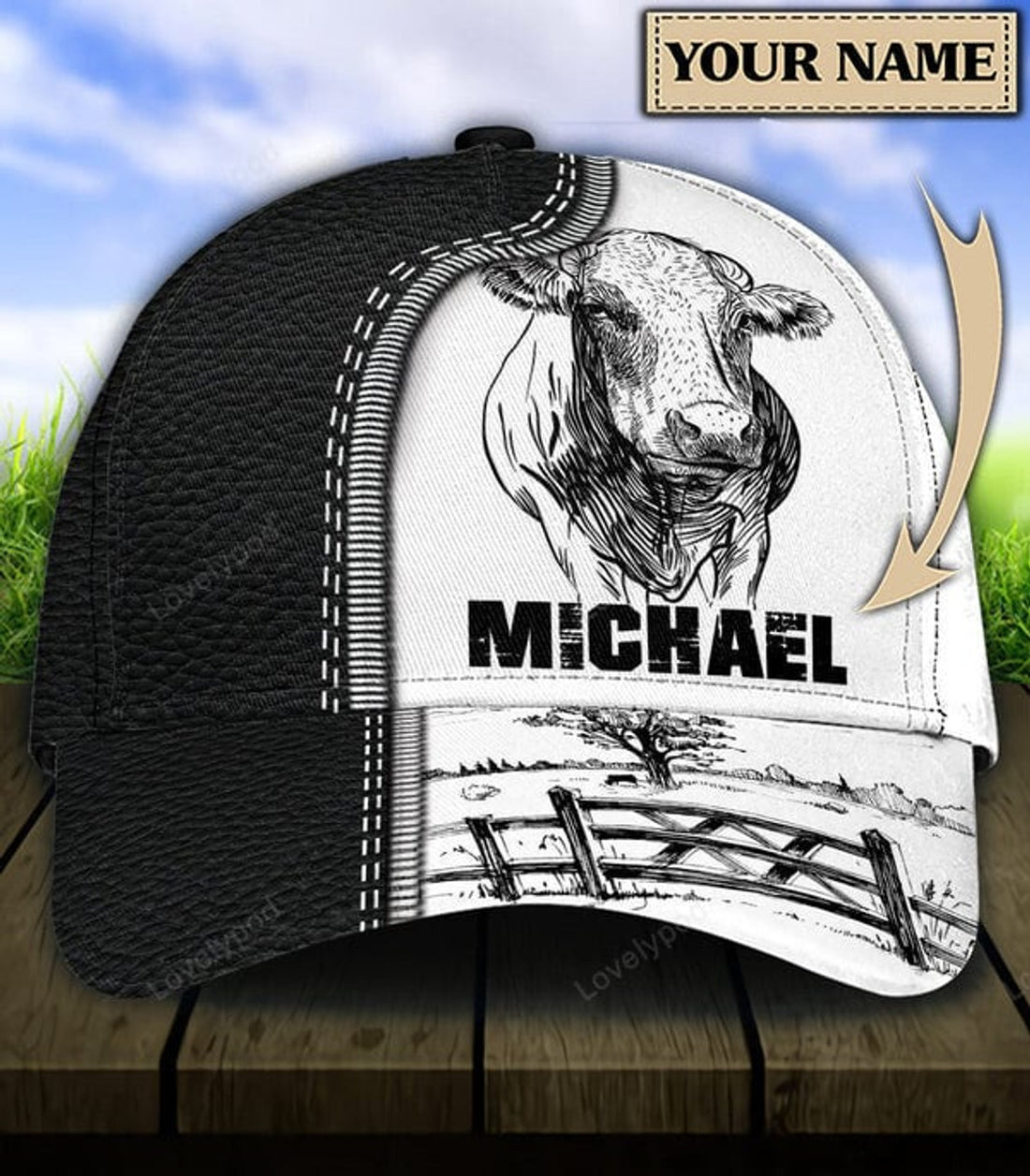 FUNSTUFFPRIT Personalized Cow Classic Cap, Gift for Farmers, Cow Lovers baseball cap hat