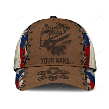FUNSTUFFPRIT Customize Coquilla Nut Symbols Puerto Rico Classic Cap Hat, Puerto Rican Hat, Puerto Rico Baseball Cap
