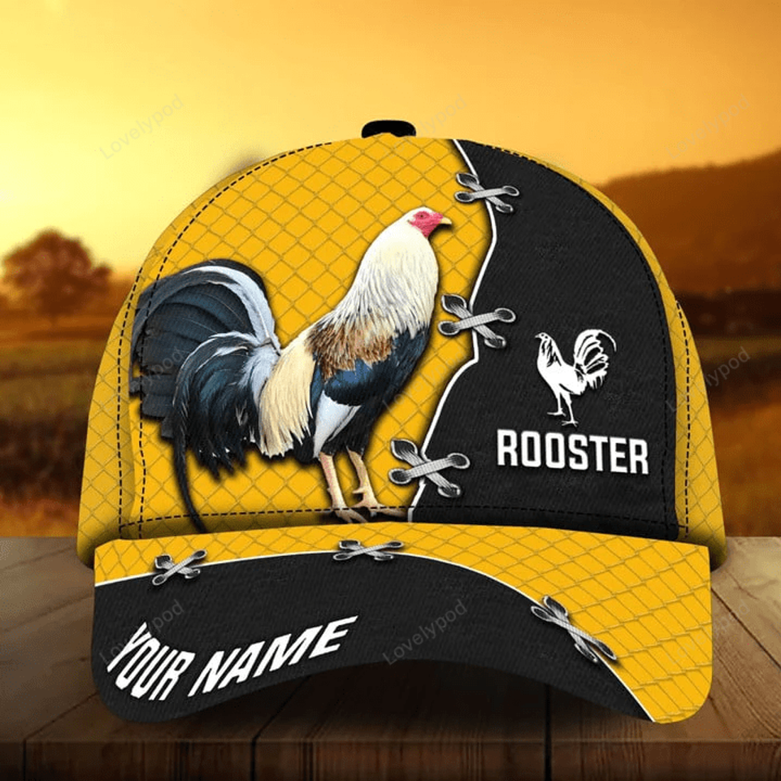 FUNSTUFFPRINT Custom Rooster 3D Cap Multicolor Personalized Hat For Rooster Lover