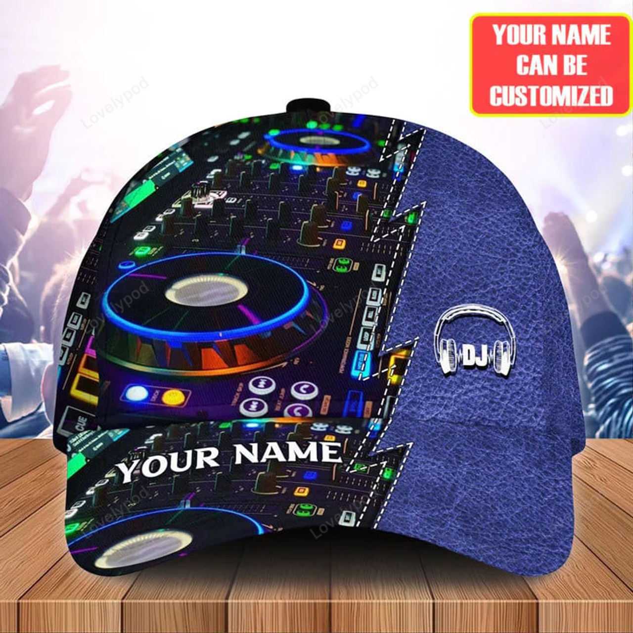 FUNSTUFFPRINT Personalized Name Disc Jockey Classic Cap, Dj baseball cap hat for men