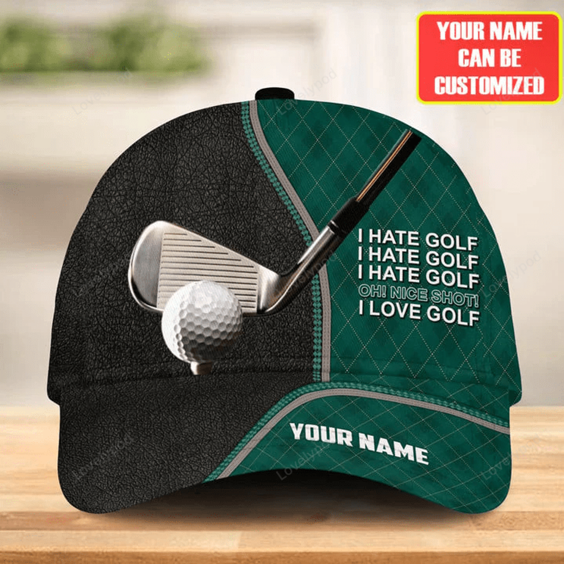 FUNSTUFFPRINT Personalized Name Love Golf Funny Classic Cap, Golf hat for men, Gift for Golf player