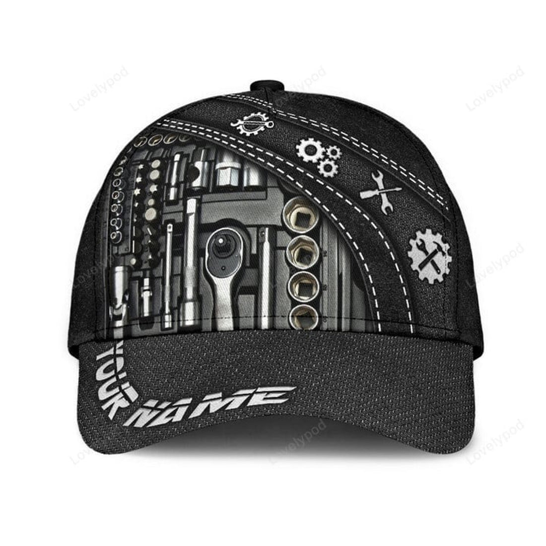 FUNSTUFFPRINT Customized Name Mechanic Printed Classic Cap, Gift for Mechanic