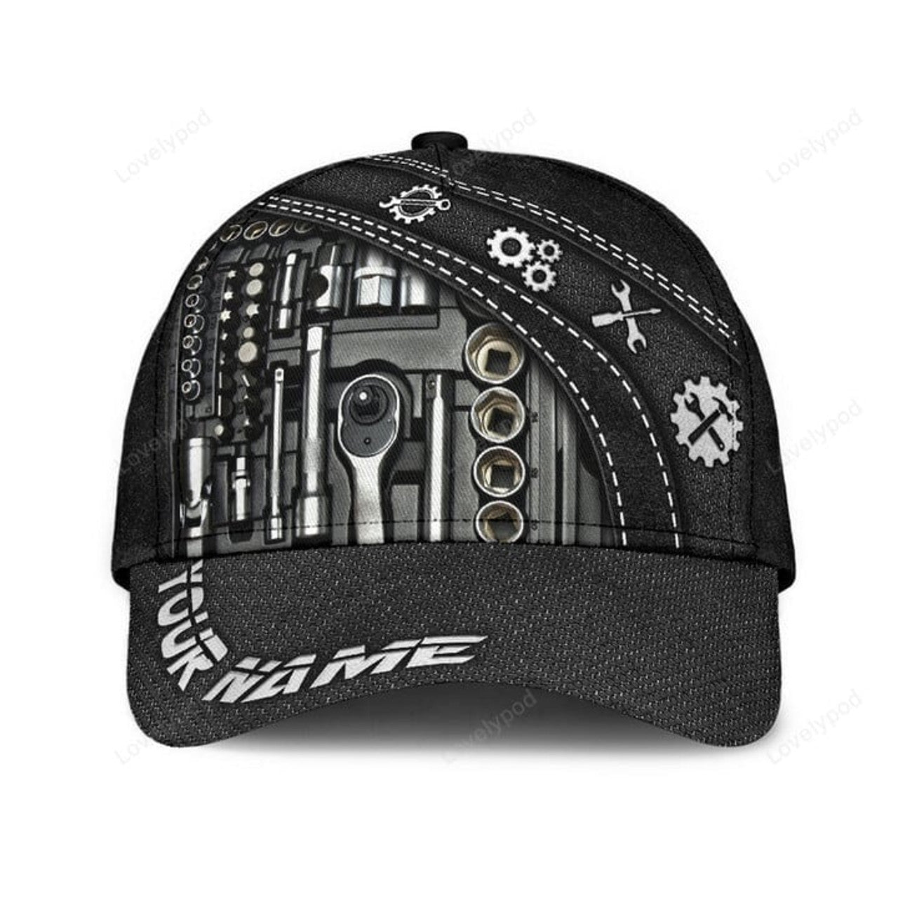 FUNSTUFFPRINT Customized Name Mechanic Printed Classic Cap, Gift for Mechanic