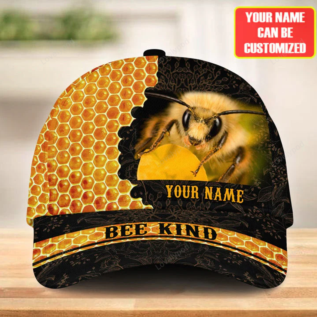 FUNSTUFFPRINT Personalized Name Honey Bee Classic Cap
